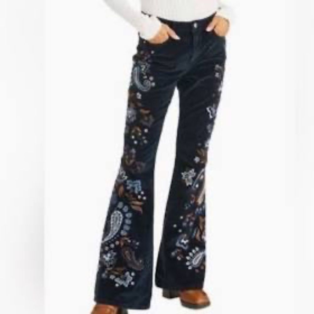 Driftwood X Free People Women's NWT‎ Farrah Moody Paisley Flare Pants Sz 25